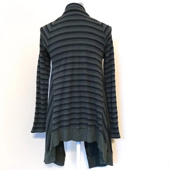 Splendid Thermal Cardigan Womens Size XS Draped Oversized Black Army Green - Picture 2 of 8